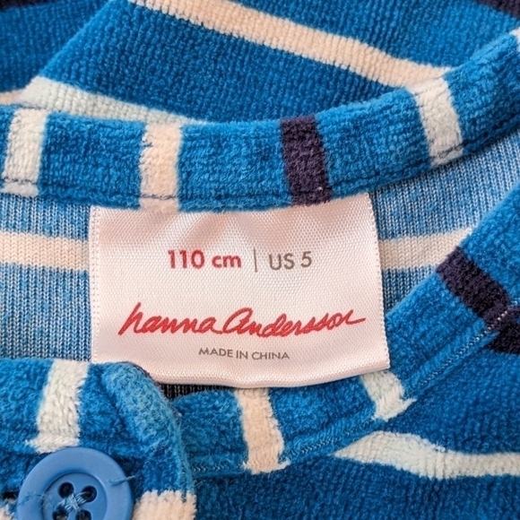 Hanna Andersson Velour Stripe Dress 110 5 - Picture 3 of 5